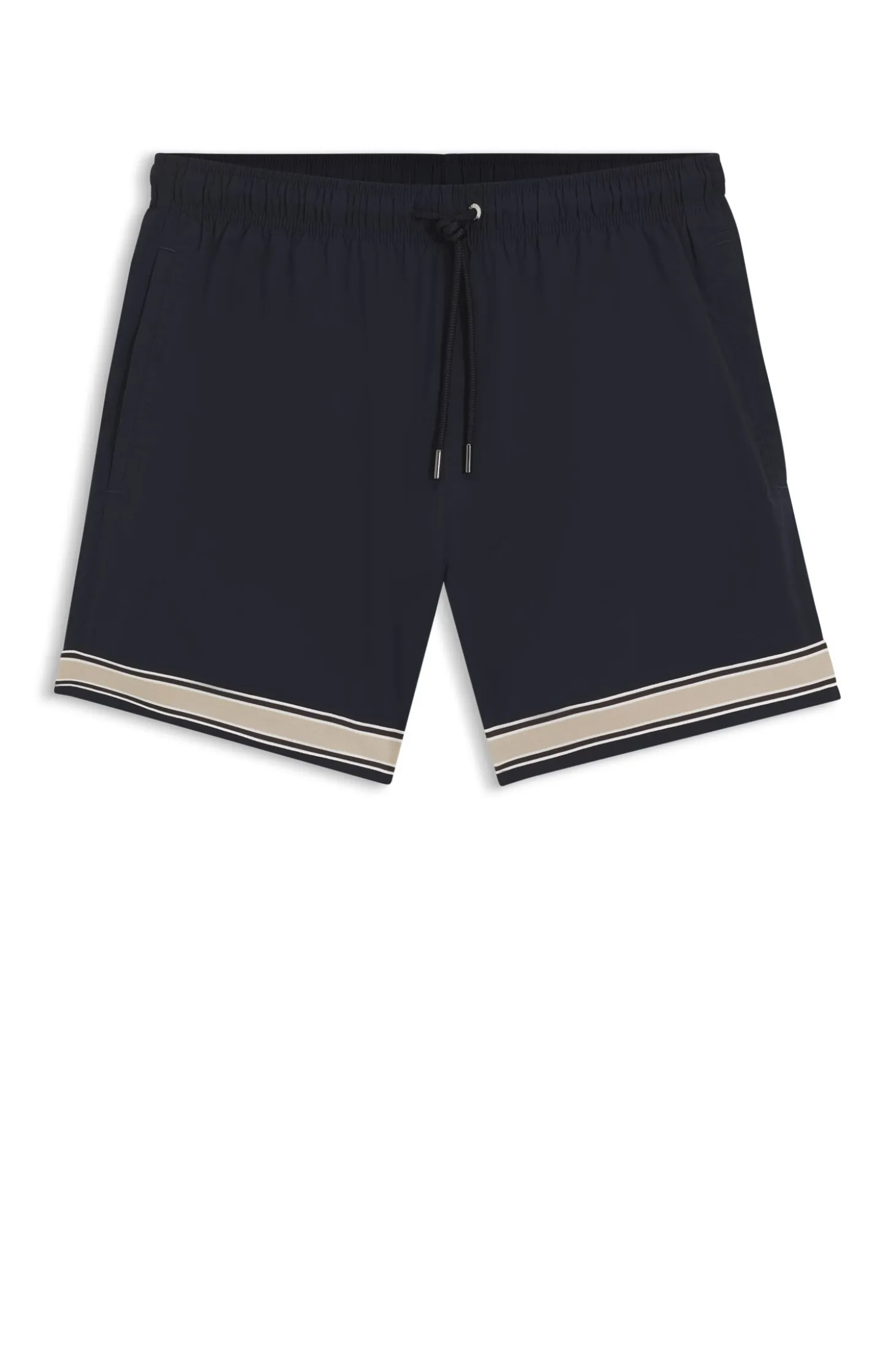 Badeshorts mit Tunnelzug aus Stretch-Gewebe und Bandbesatz
