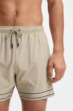 Badeshorts mit Tunnelzug aus Stretch-Gewebe und Bandbesatz