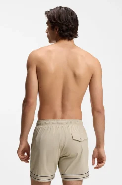 Badeshorts mit Tunnelzug aus Stretch-Gewebe und Bandbesatz