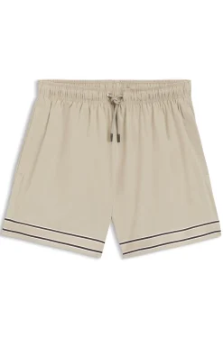 Badeshorts mit Tunnelzug aus Stretch-Gewebe und Bandbesatz