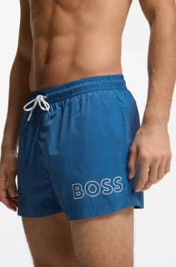 Badeshorts mit Umriss-Logo-Print