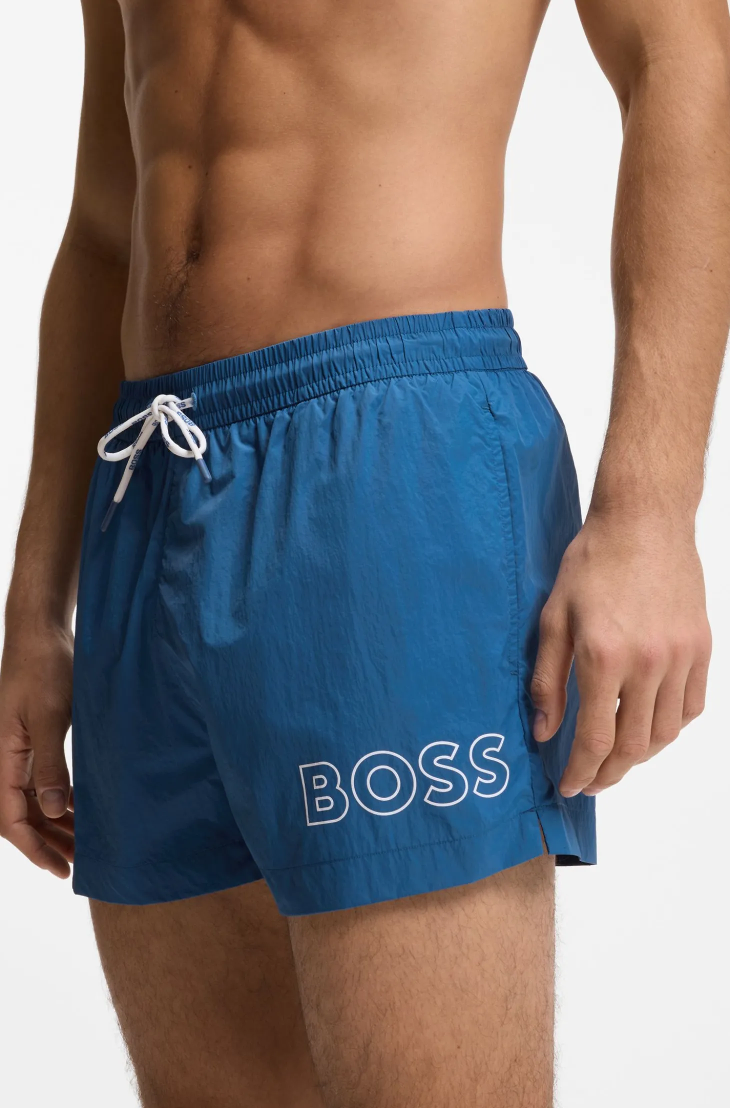 Badeshorts mit Umriss-Logo-Print