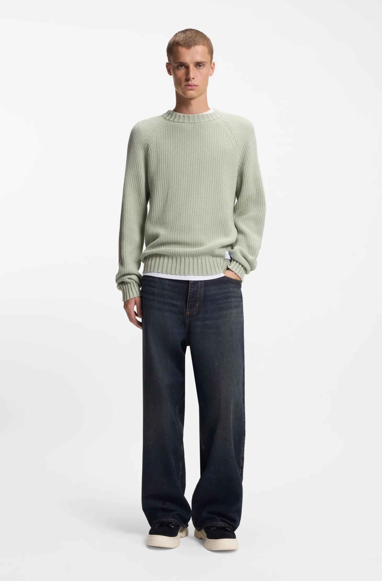 Baggy-Fit Jeans aus blauem Denim mit Vintage-Waschung