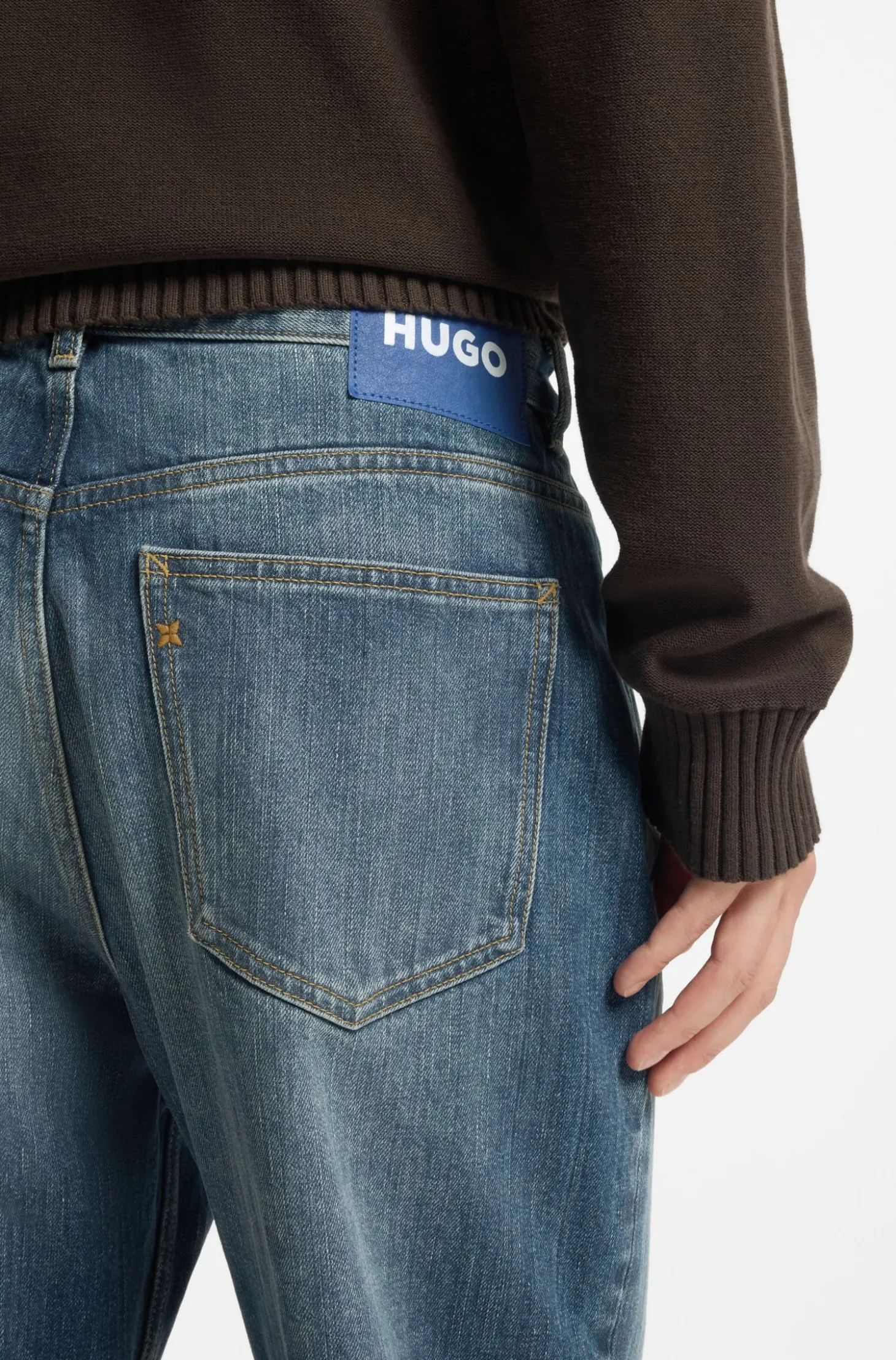 Baggy-Fit Jeans aus blauem Slub-Denim