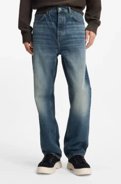Baggy-Fit Jeans aus blauem Slub-Denim