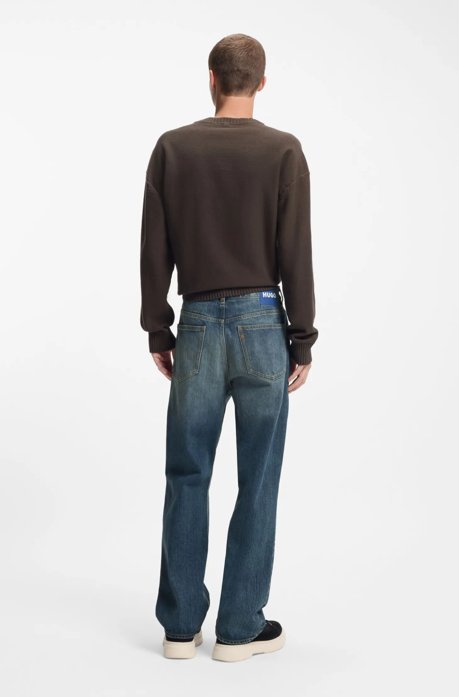 Baggy-Fit Jeans aus blauem Slub-Denim