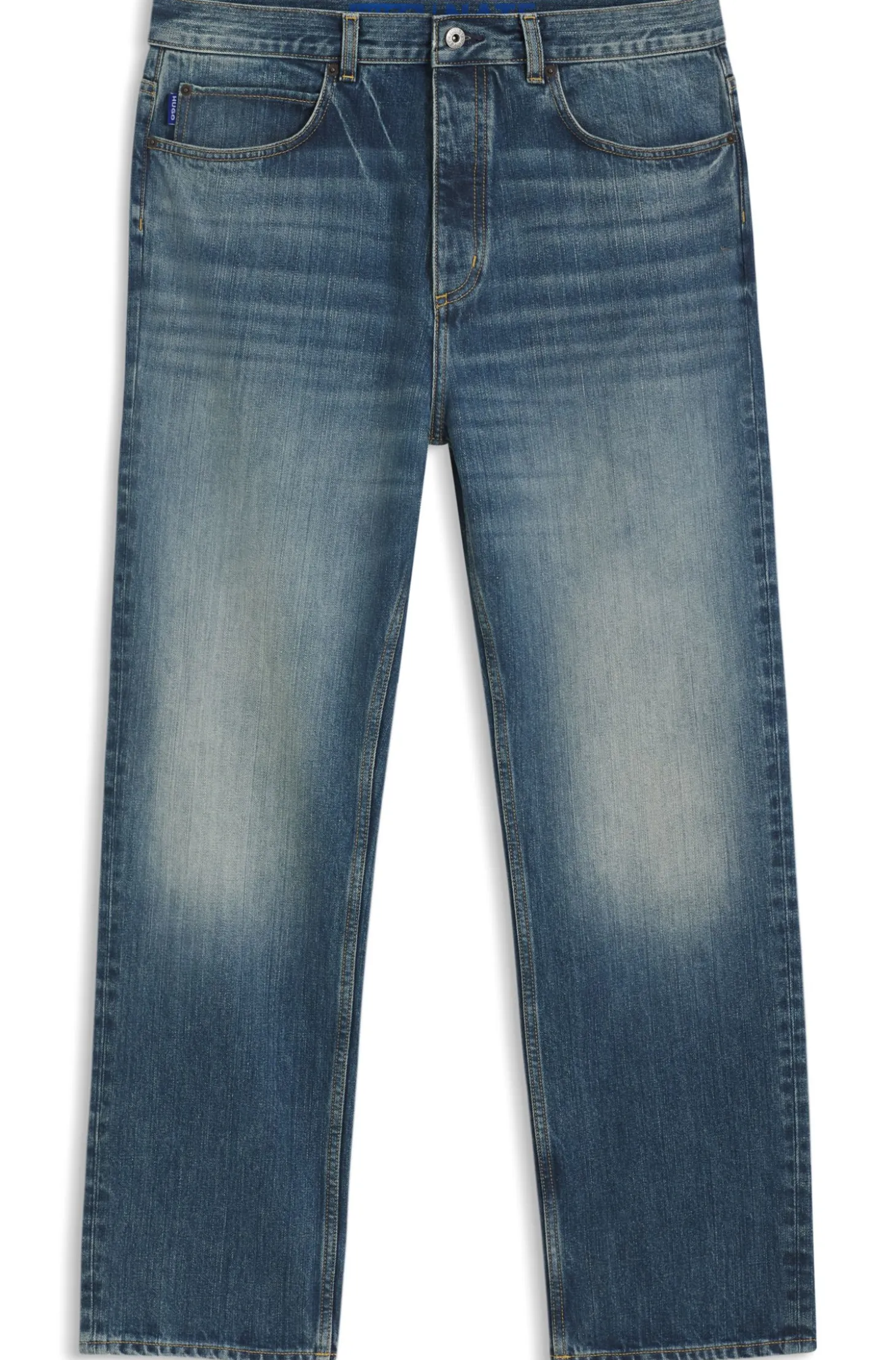Baggy-Fit Jeans aus blauem Slub-Denim