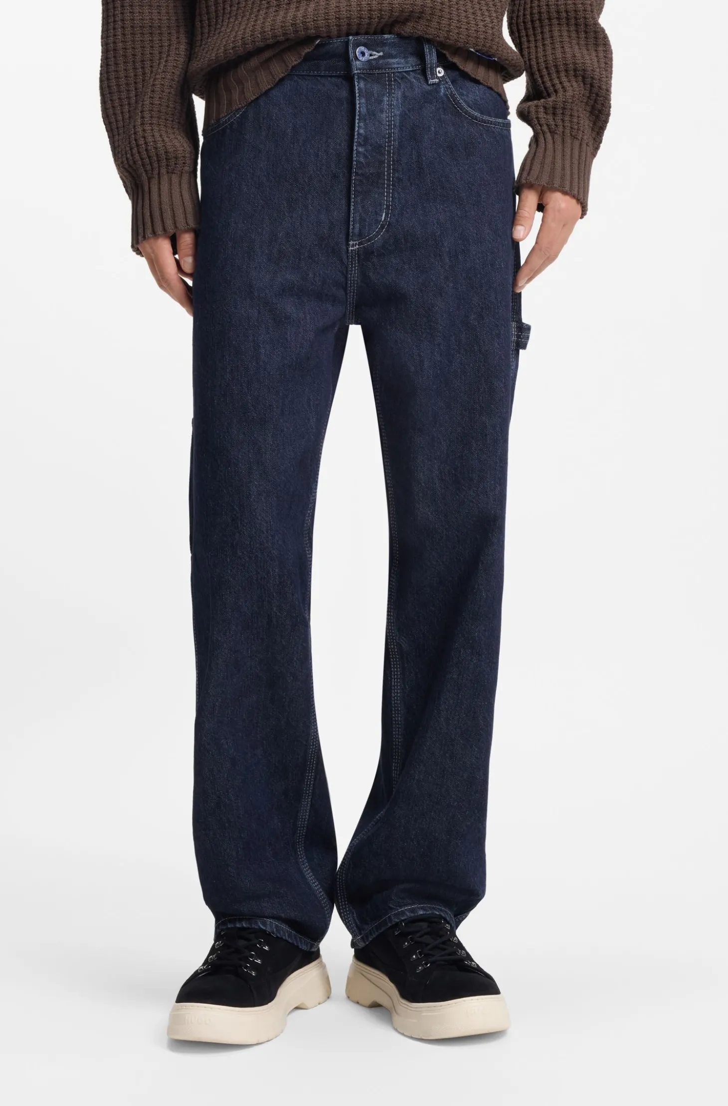Baggy-Fit Jeans aus dunkelblauem Denim