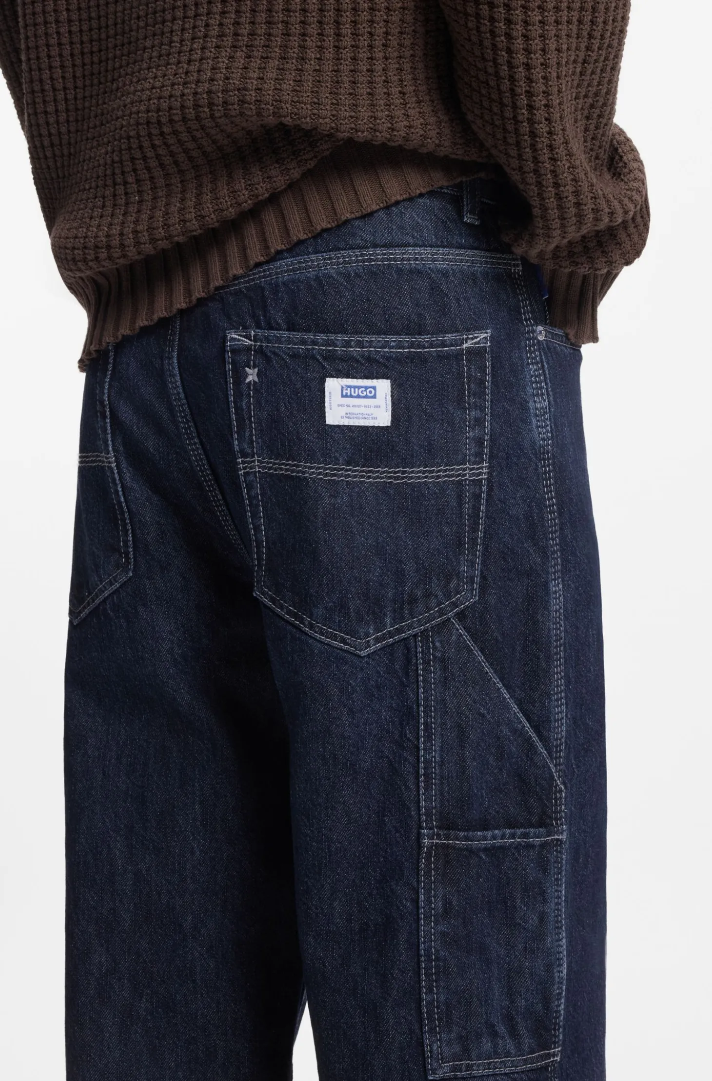 Baggy-Fit Jeans aus dunkelblauem Denim