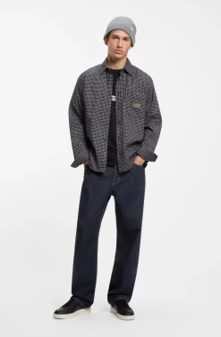 Baggy-Fit Jeans aus dunkelblauem Denim mit Rinse-Waschung