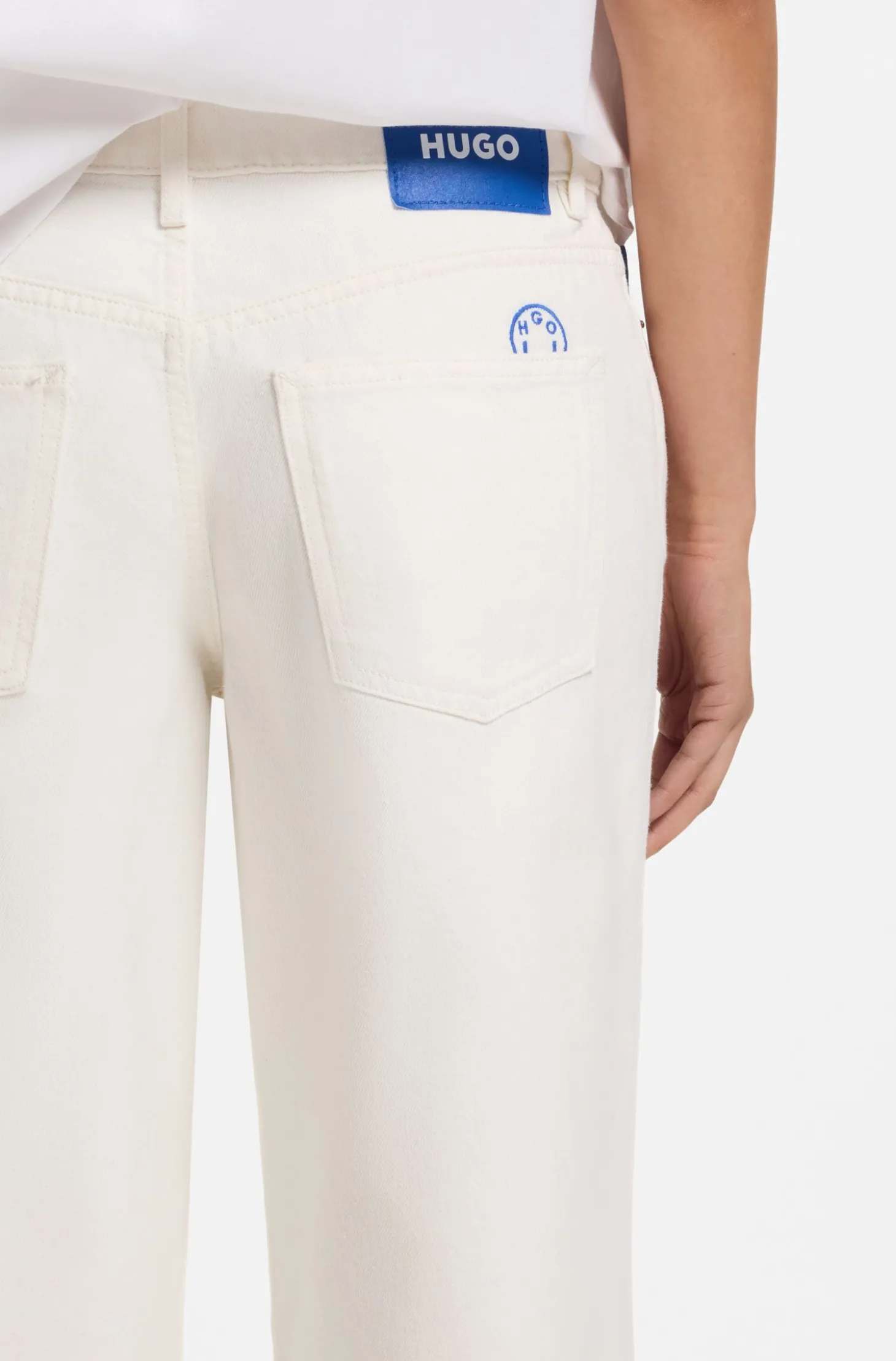 Baggy-Fit Jeans aus festem Denim in Ecru