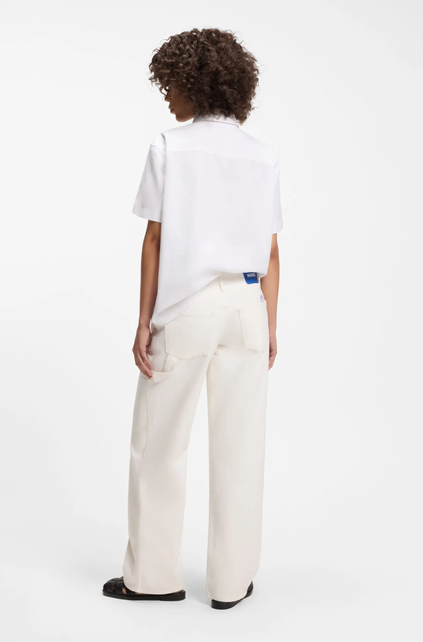 Baggy-Fit Jeans aus festem Denim in Ecru