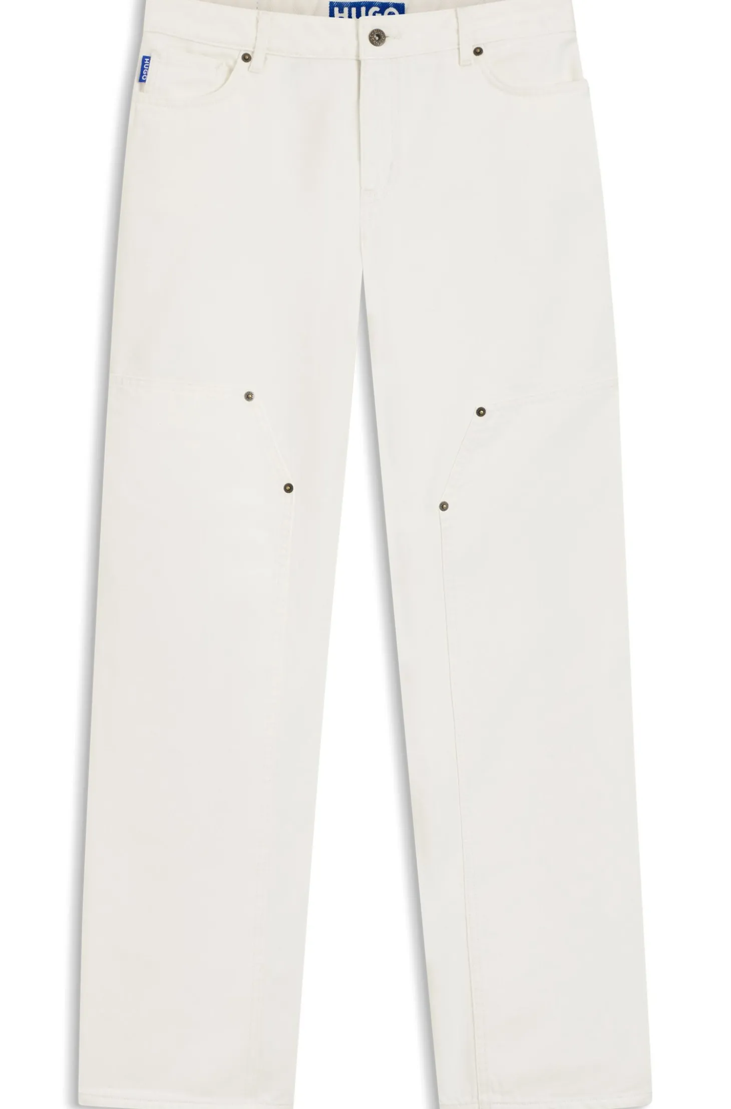 Baggy-Fit Jeans aus festem Denim in Ecru