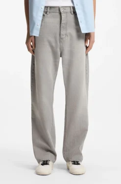 Baggy-Fit Jeans aus grauem Stone-washed-Denim