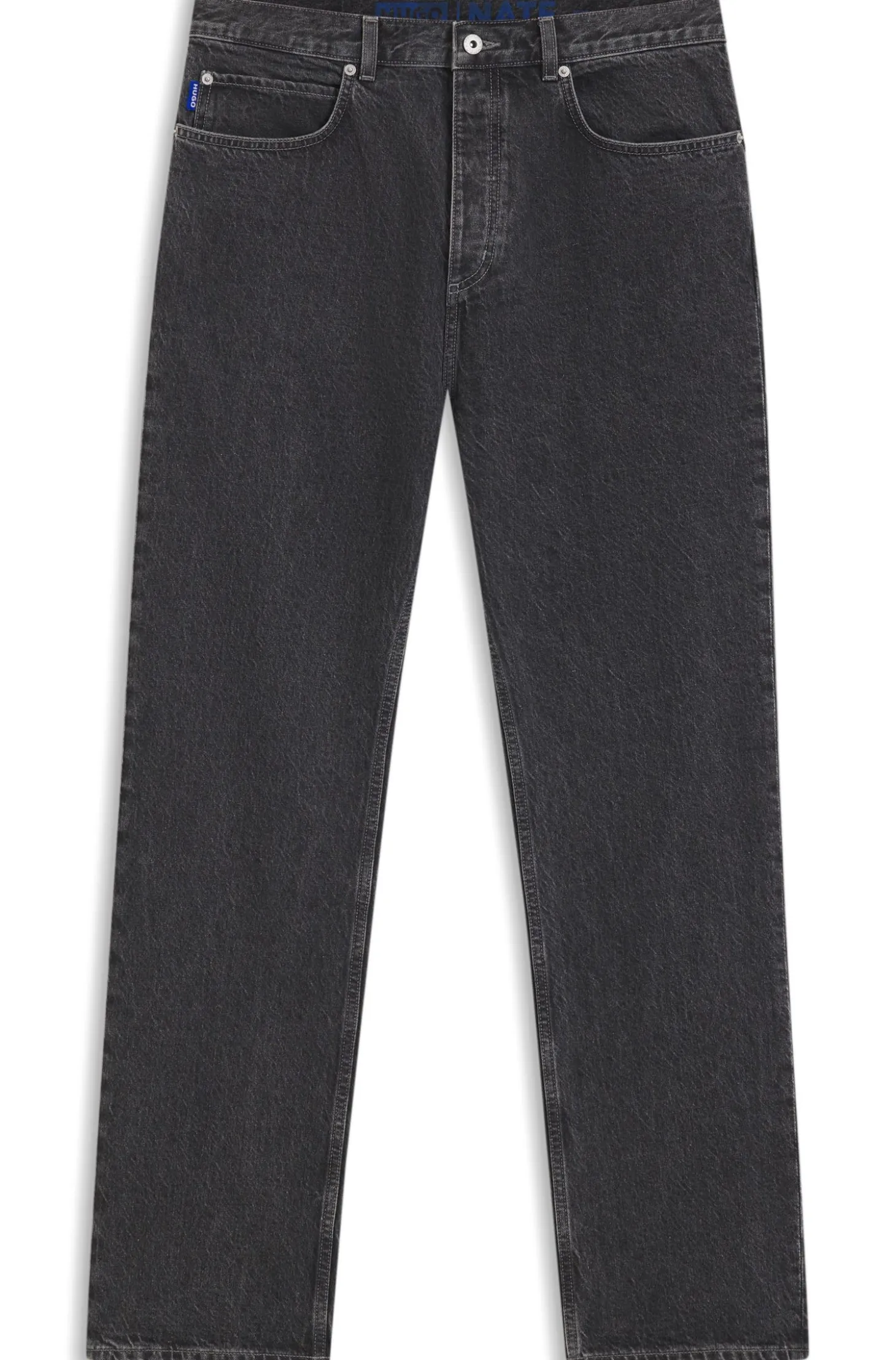 Baggy-Fit Jeans aus schwarzem Denim mit ausgebleichtem Logo