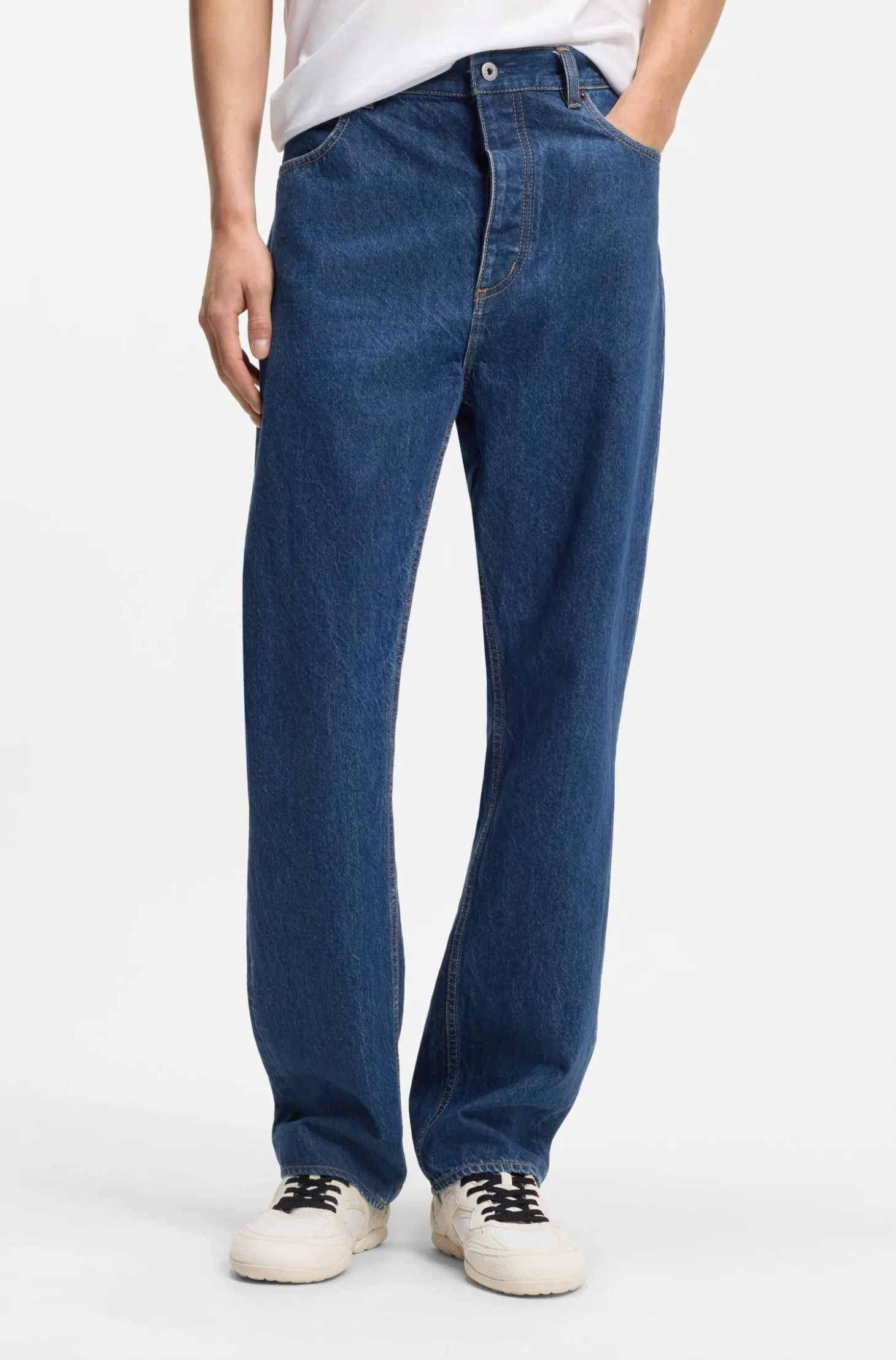 Baggy-Fit Jeans aus Vintage-blauem Denim