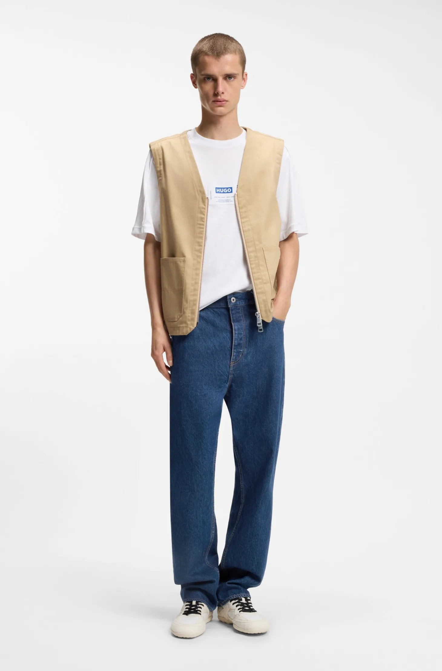 Baggy-Fit Jeans aus Vintage-blauem Denim
