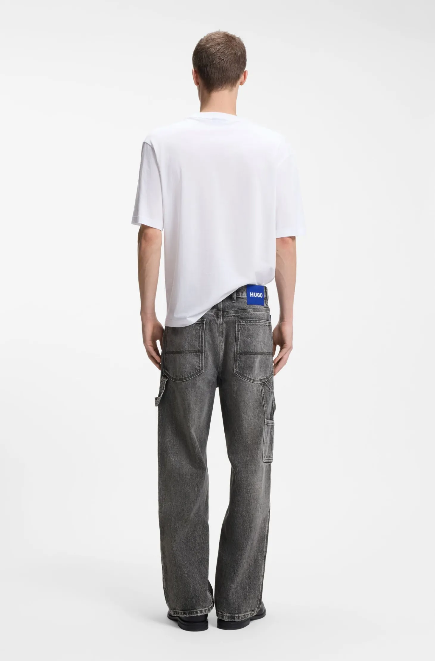 Baggy-Fit Jeans in Schwarz mit Carpenter-Details