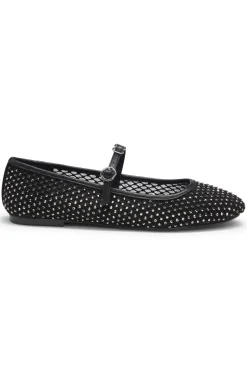 Ballerinas aus Glitzer-Mesh mit Schnallenriemen