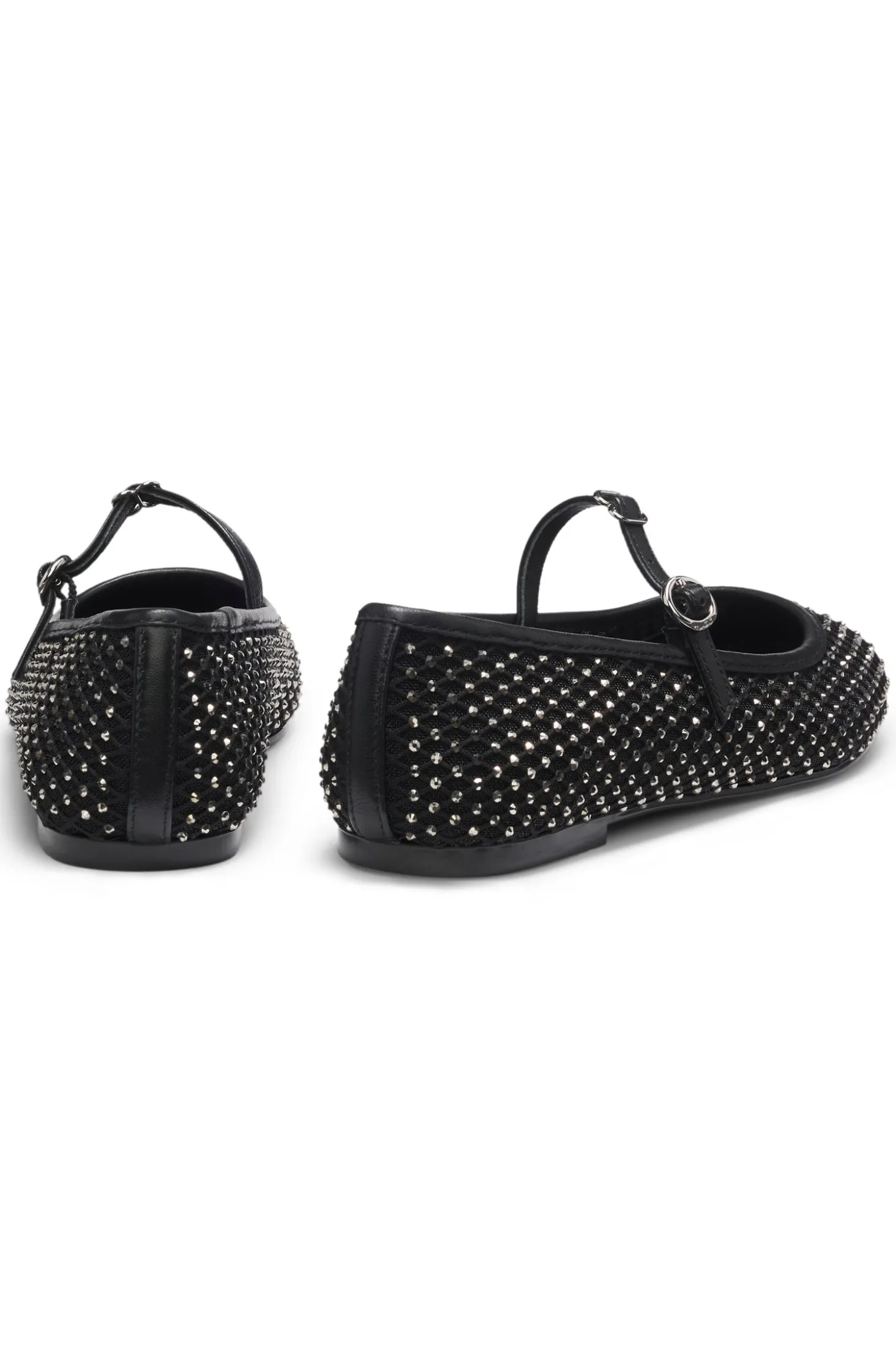 Ballerinas aus Glitzer-Mesh mit Schnallenriemen