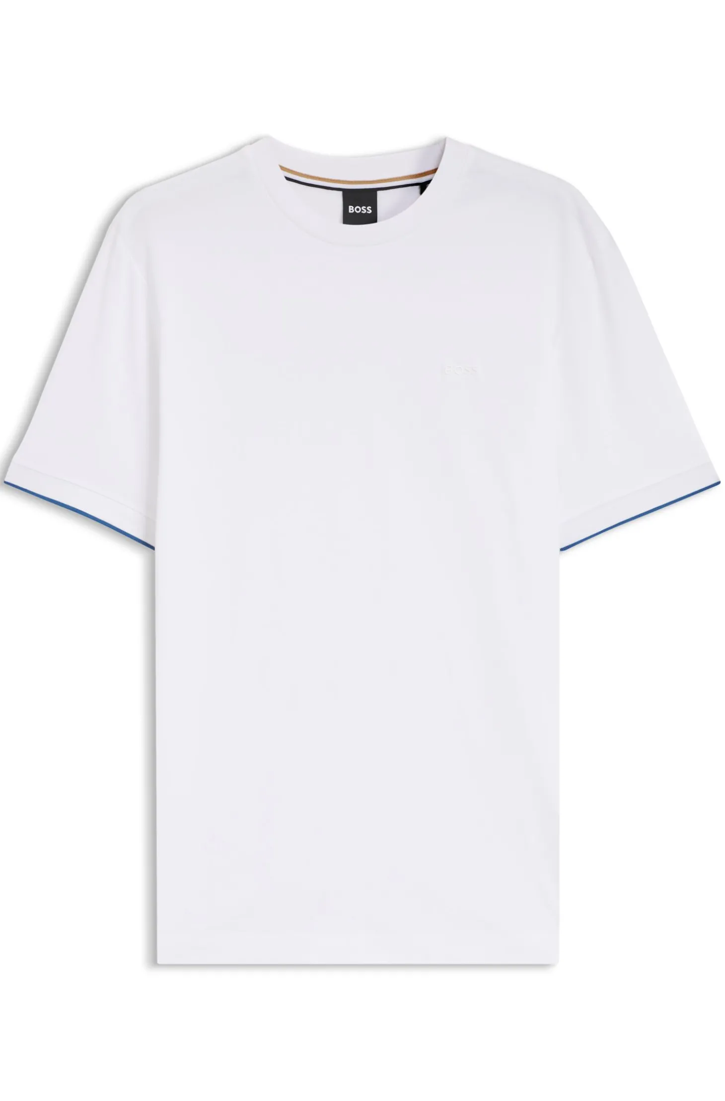 Baumwoll-T-Shirt mit Kontraststreifen an den Ärmelbündchen
