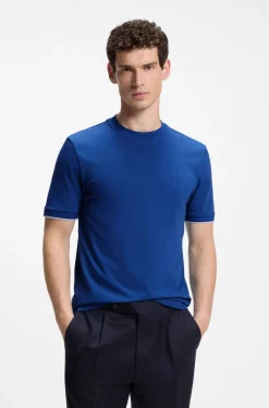 Baumwoll-T-Shirt mit Kontraststreifen an den Ärmelbündchen