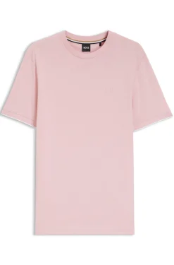 Baumwoll-T-Shirt mit Kontraststreifen an den Ärmelbündchen