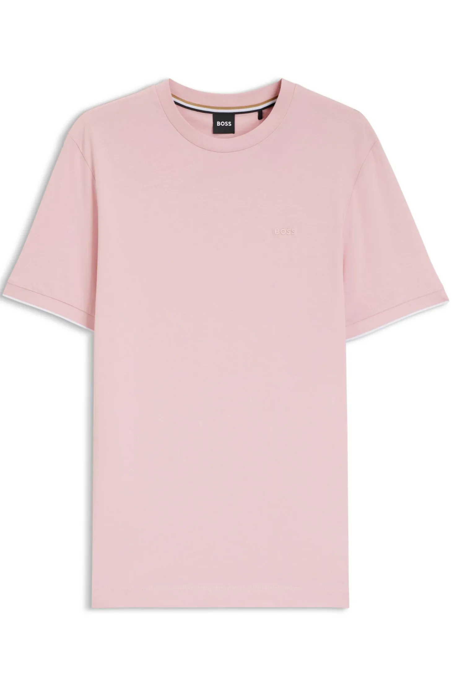 Baumwoll-T-Shirt mit Kontraststreifen an den Ärmelbündchen