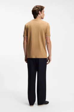 Baumwoll-T-Shirt mit Kontraststreifen an den Ärmelbündchen