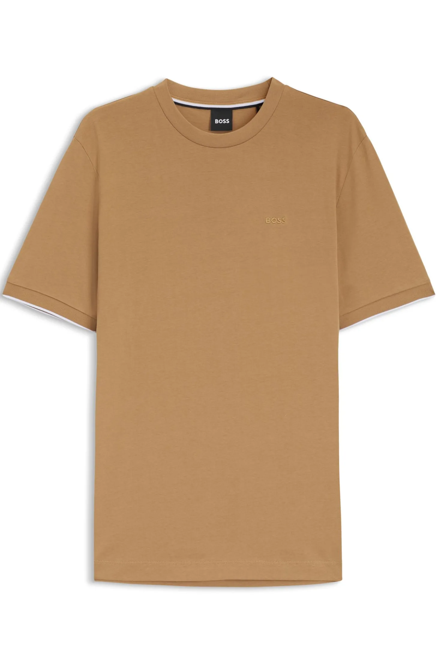 Baumwoll-T-Shirt mit Kontraststreifen an den Ärmelbündchen