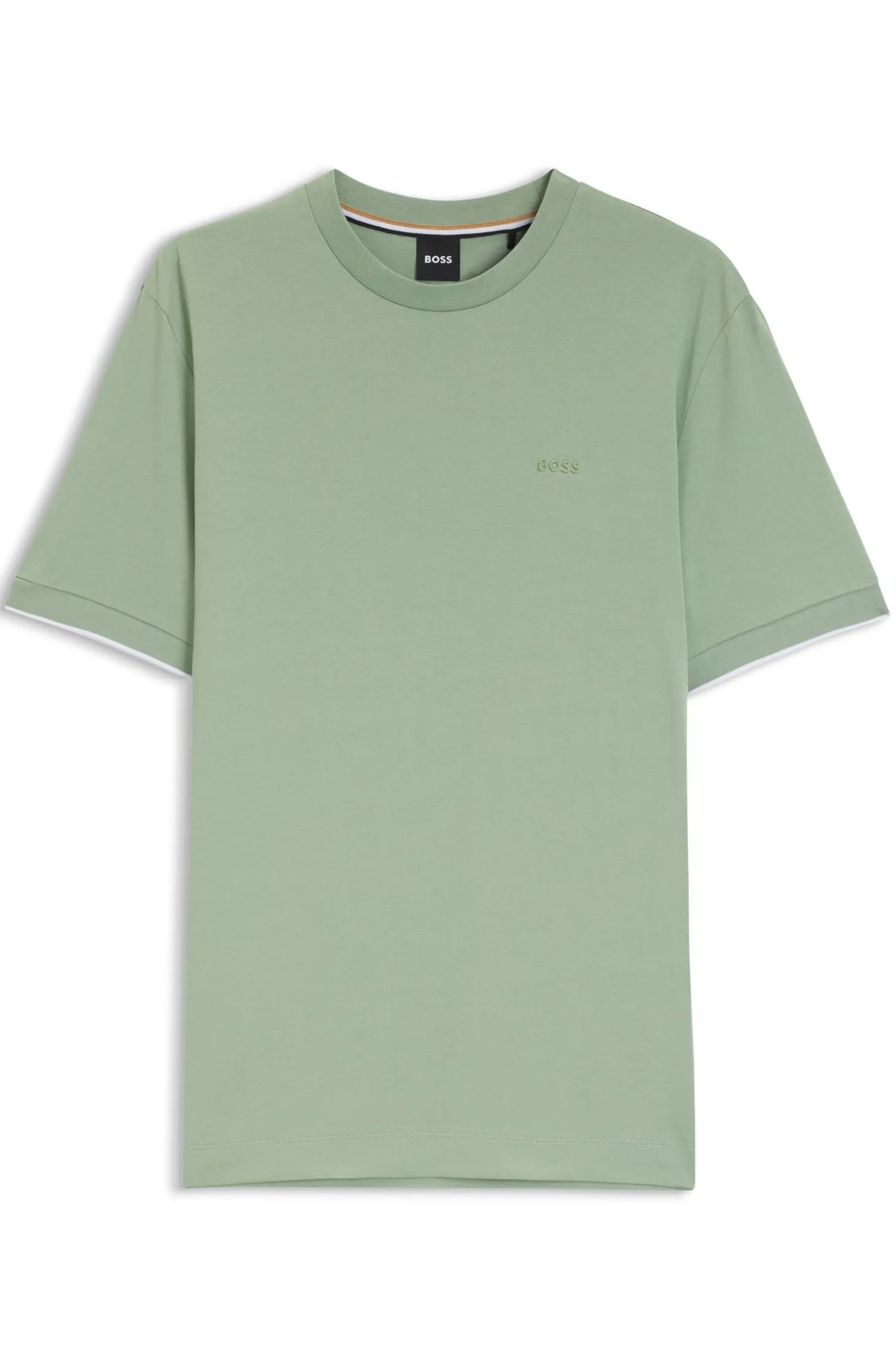 Baumwoll-T-Shirt mit Kontraststreifen an den Ärmelbündchen