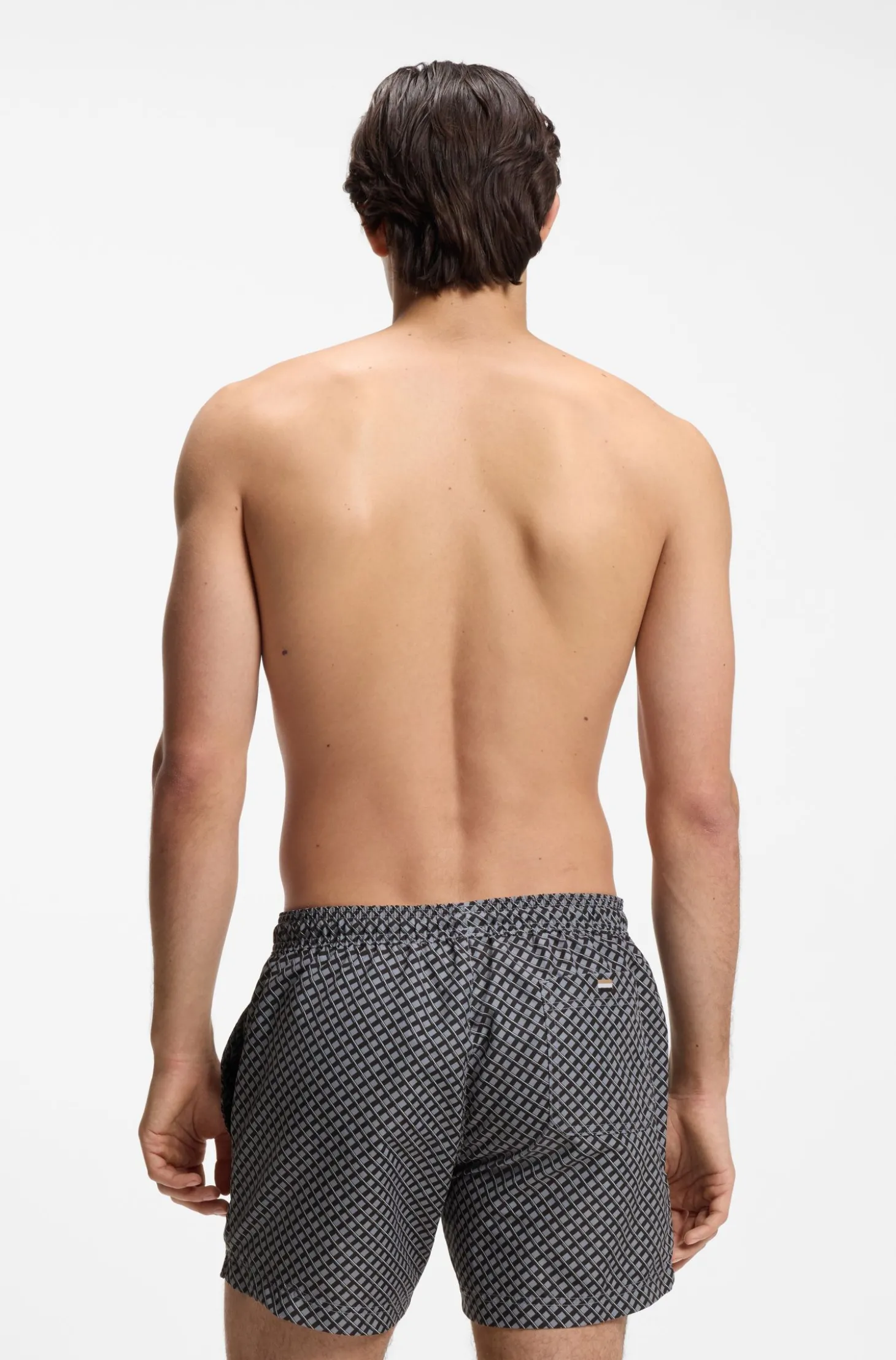 Bedruckte Badeshorts mit Logo-Badge