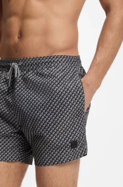 Bedruckte Badeshorts mit Logo-Badge