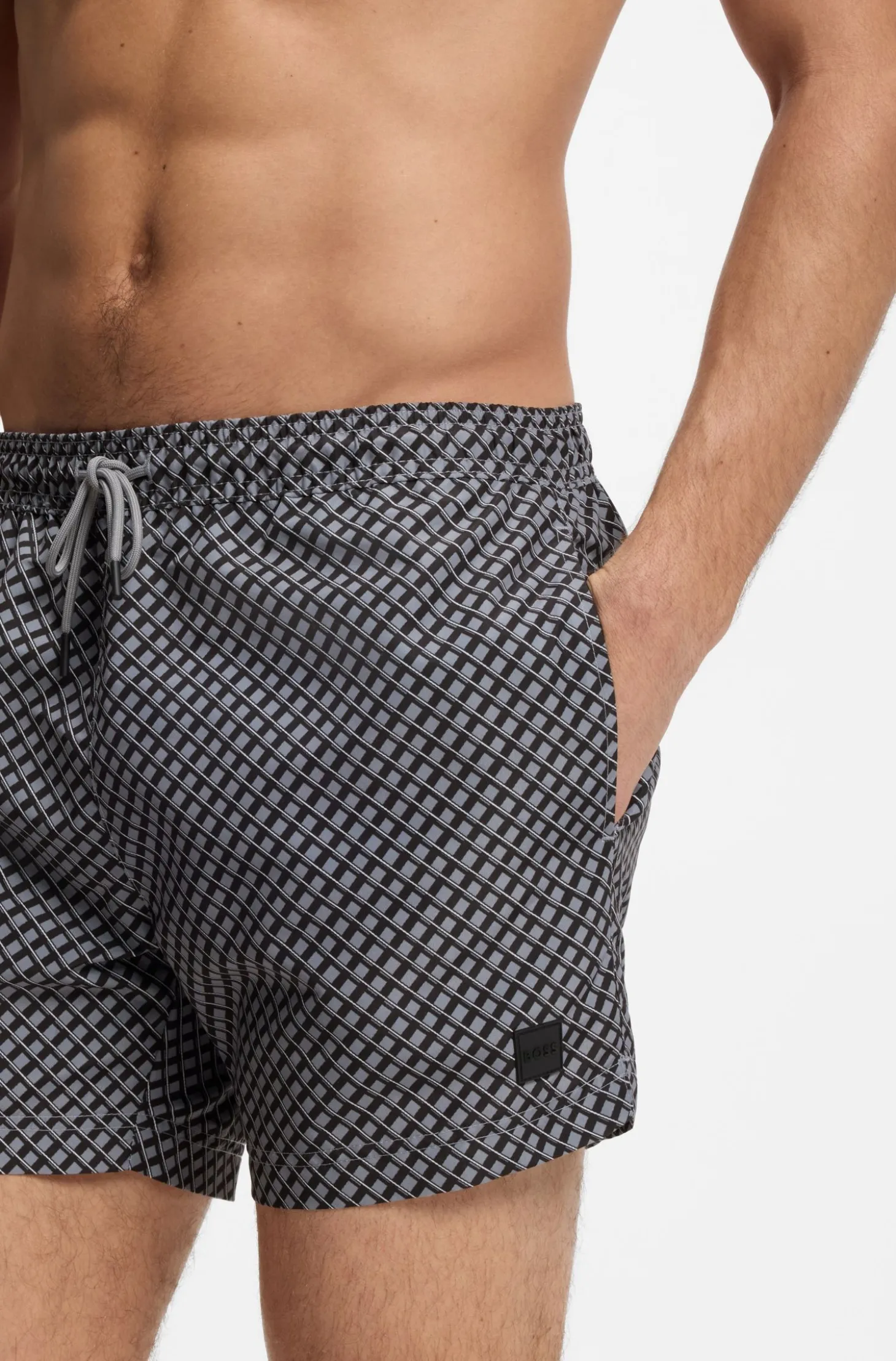 Bedruckte Badeshorts mit Logo-Badge
