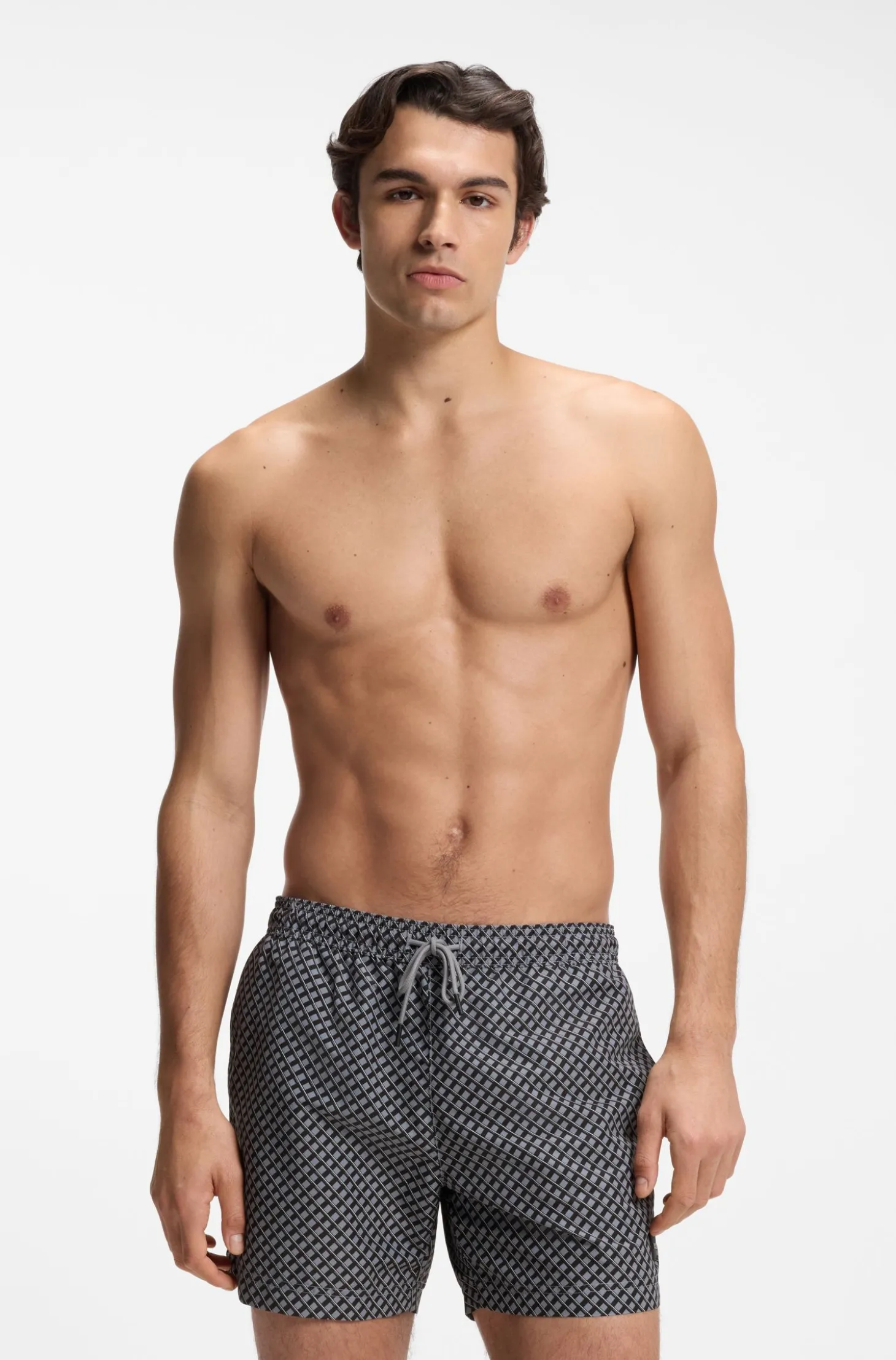 Bedruckte Badeshorts mit Logo-Badge