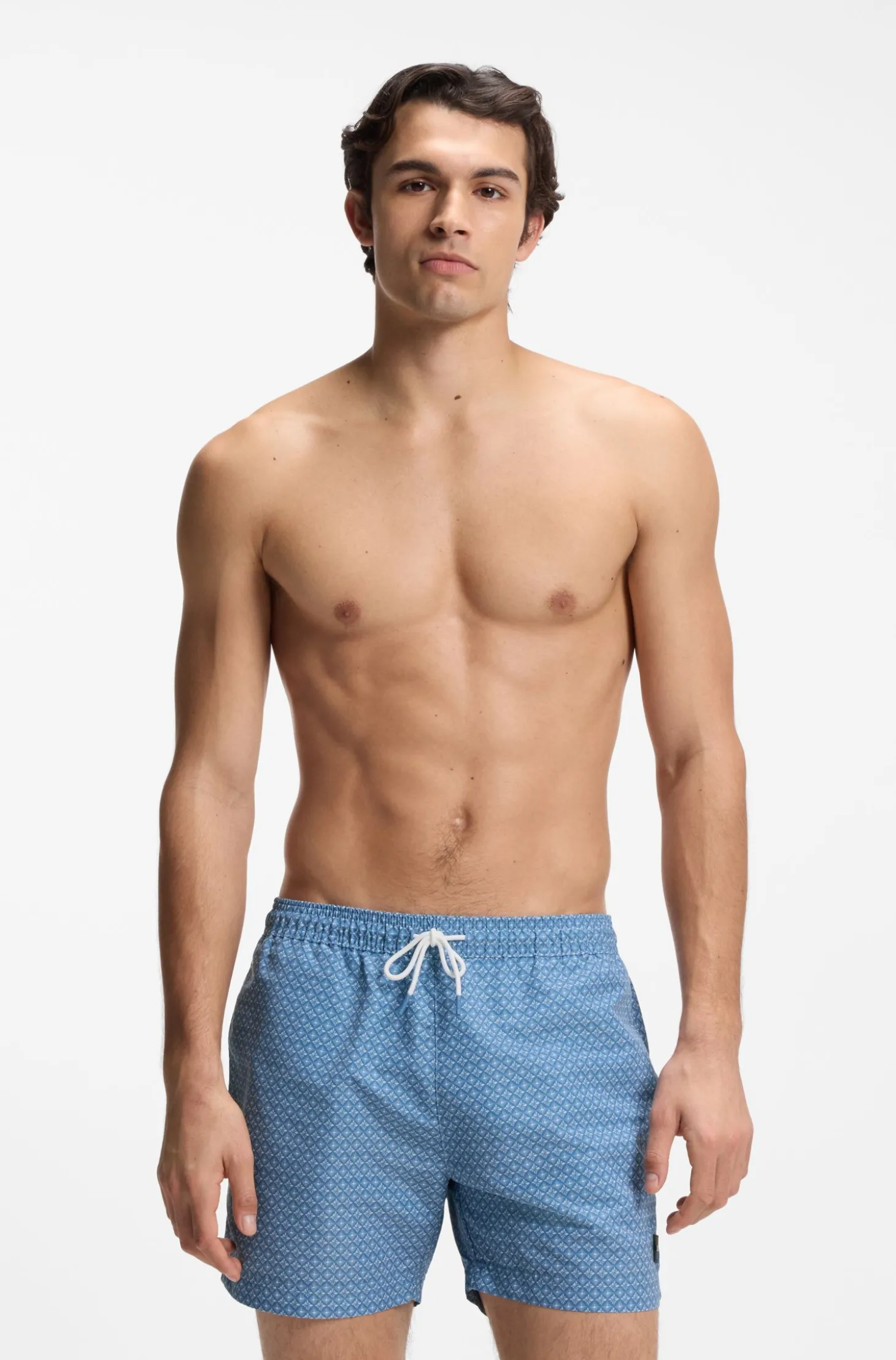 Bedruckte Badeshorts mit Logo-Badge