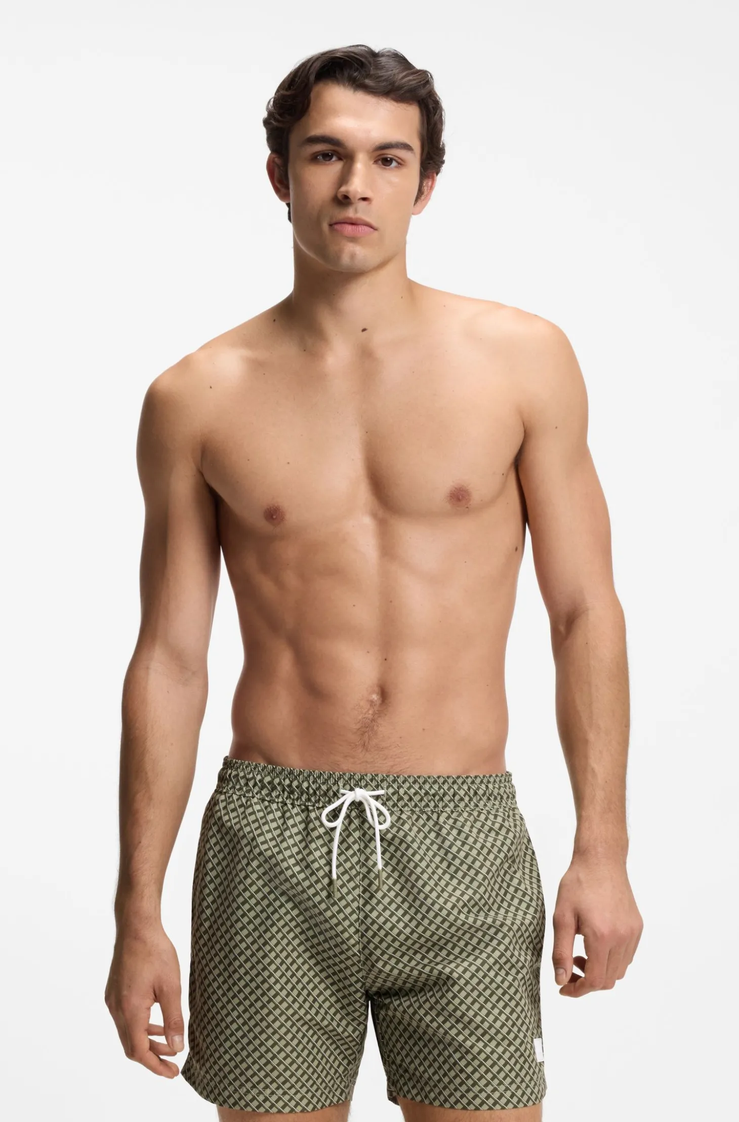 Bedruckte Badeshorts mit Logo-Badge