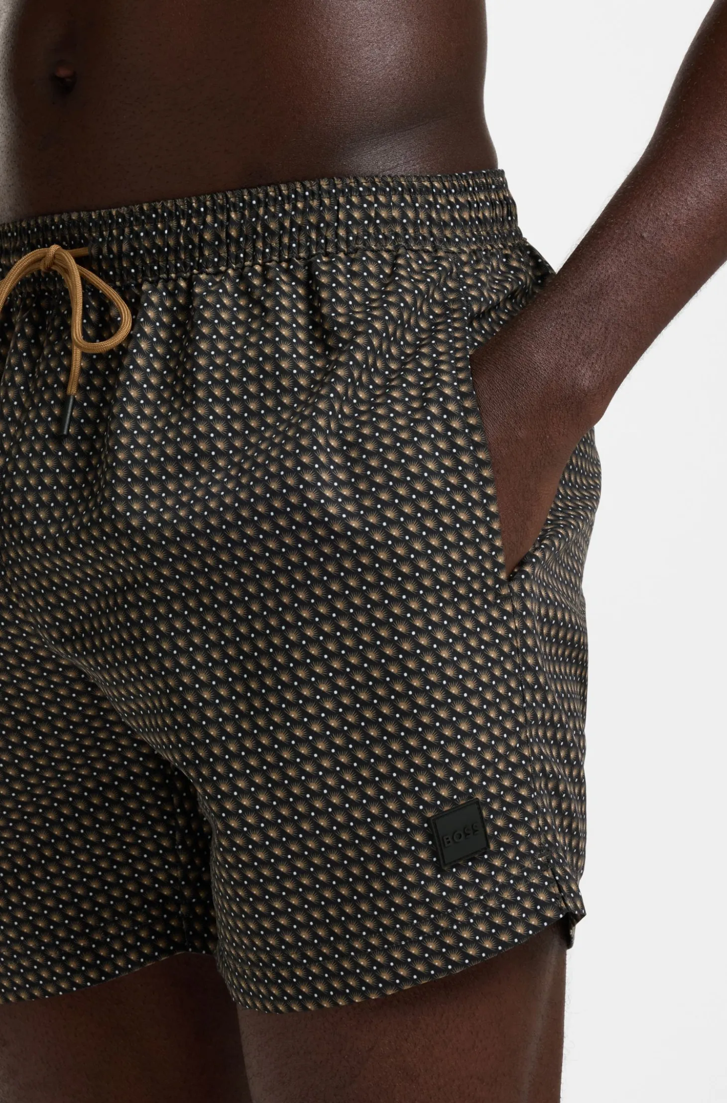 Bedruckte Badeshorts mit Logo-Badge