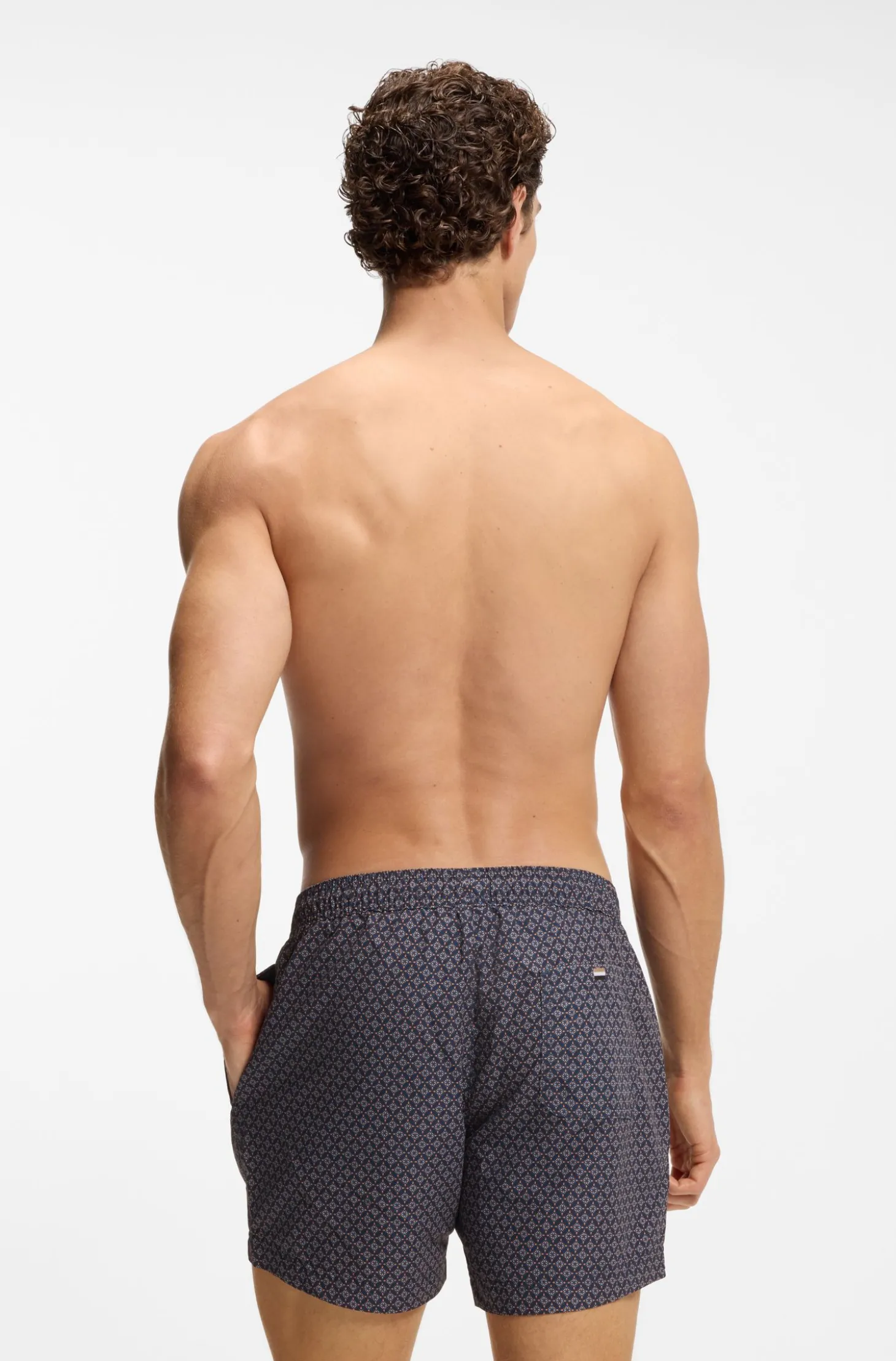 Bedruckte Badeshorts mit Logo-Badge