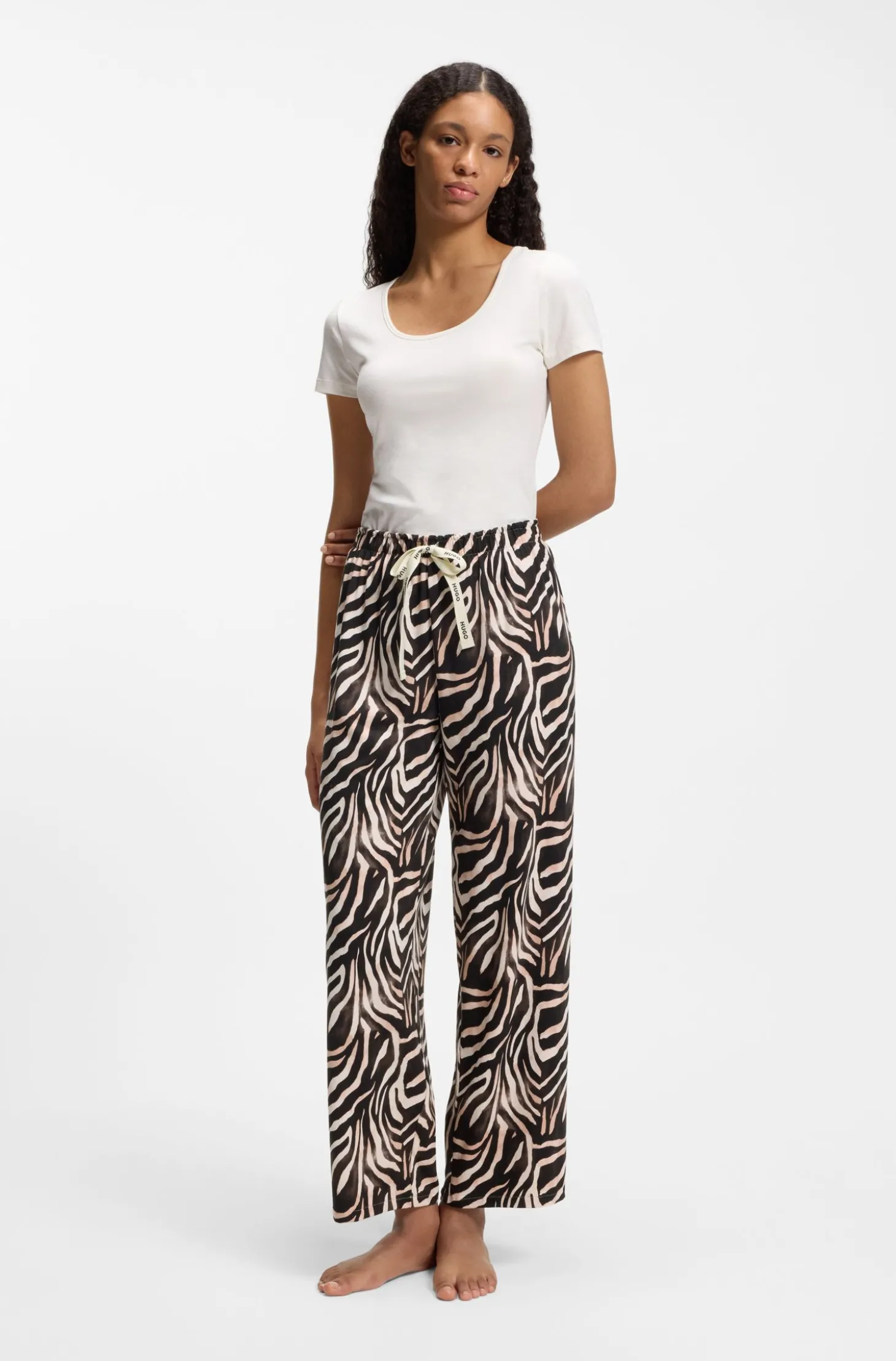 Bedruckte Pyjama-Hose aus Stretch-Modal und Baumwolle