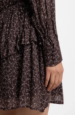 Bedrucktes Minikleid mit kontrastfarbenen Paspeln