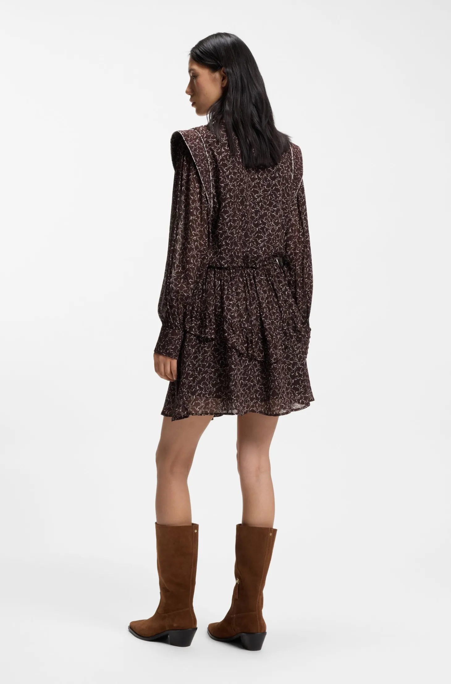 Bedrucktes Minikleid mit kontrastfarbenen Paspeln