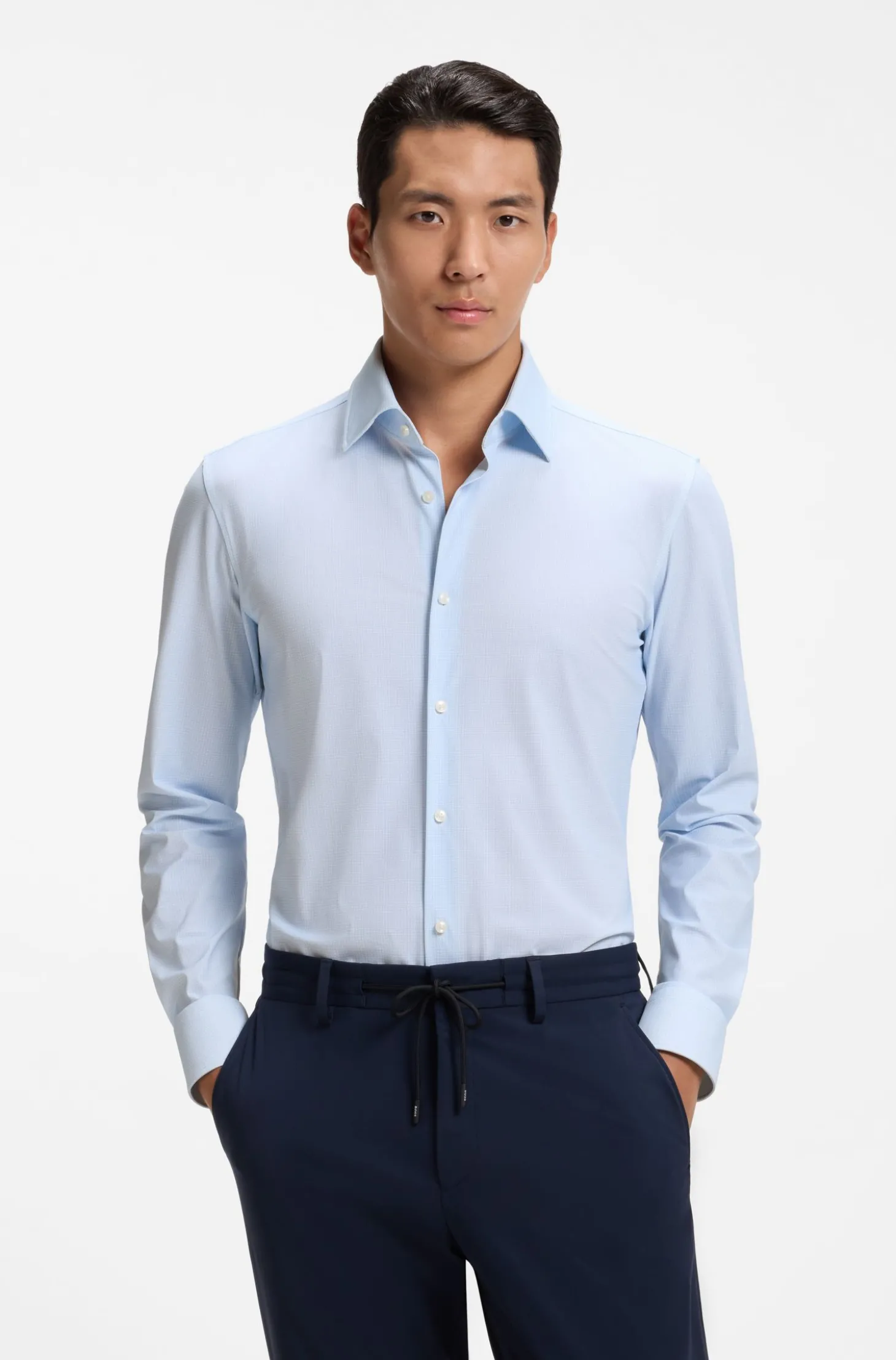 Bedrucktes Slim-Fit Hemd aus funktionalem Stretch-Jersey