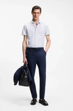 Bedrucktes Slim-Fit Hemd aus funktionalem Stretch-Jersey
