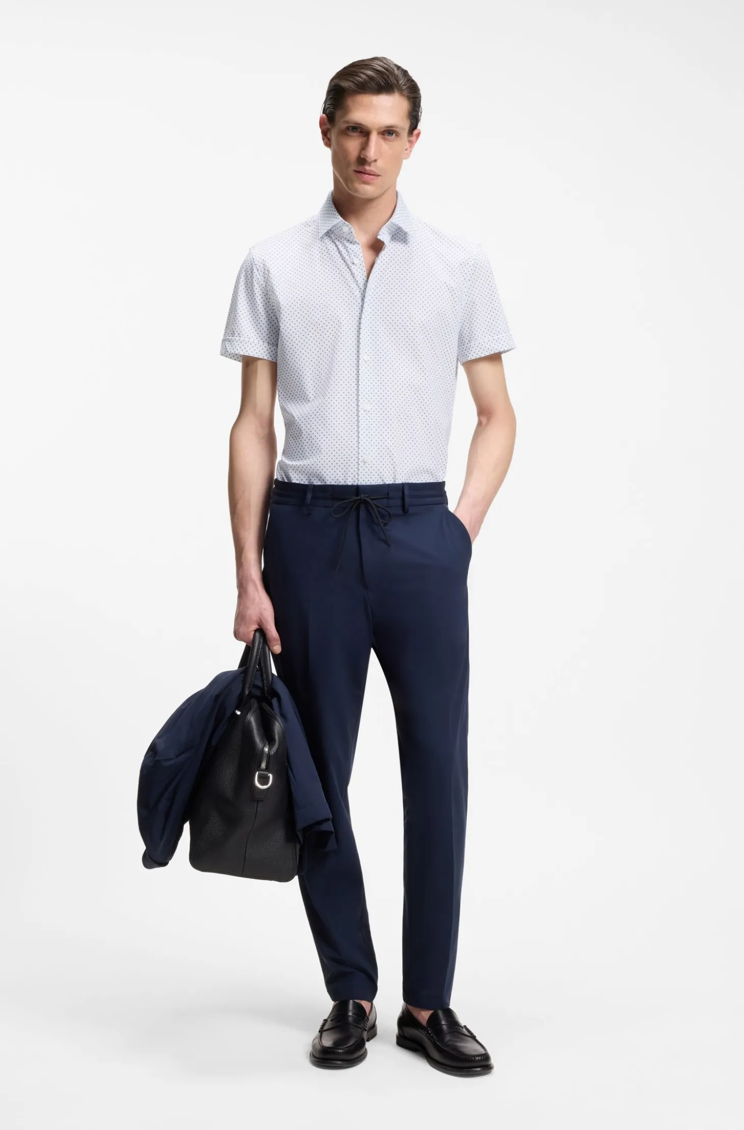 Bedrucktes Slim-Fit Hemd aus funktionalem Stretch-Jersey