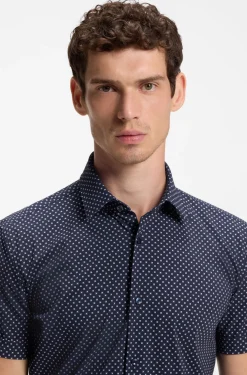 Bedrucktes Slim-Fit Hemd aus funktionalem Stretch-Jersey