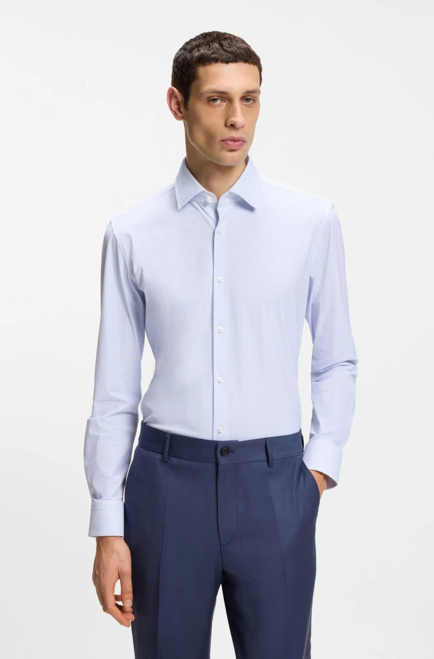 Bedrucktes Slim-Fit Hemd aus funktionalem Stretch-Jersey