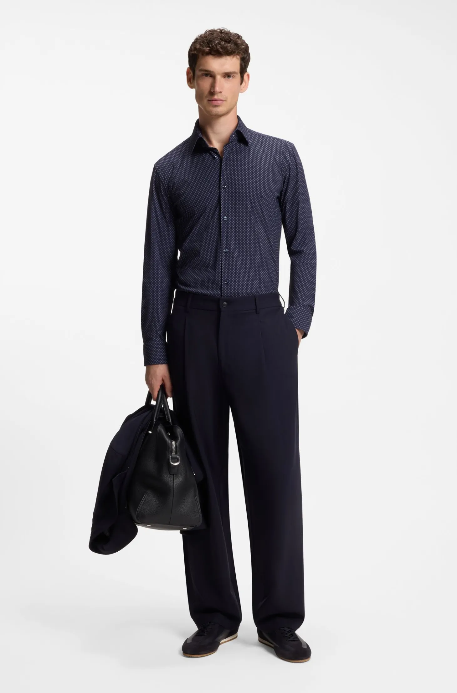 Bedrucktes Slim-Fit Hemd aus Performance-Stretch-Gewebe