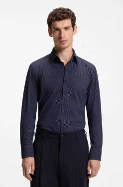 Bedrucktes Slim-Fit Hemd aus Performance-Stretch-Gewebe