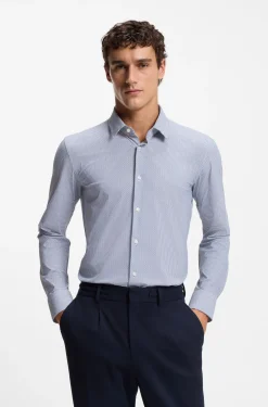 Bedrucktes Slim-Fit Hemd aus Performance-Stretch-Jersey